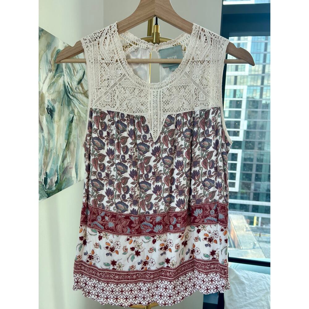 Anthropologie | Maeve | Laced Eleanor Sleeveless Blouse | Sz Small - Picture 5 of 7